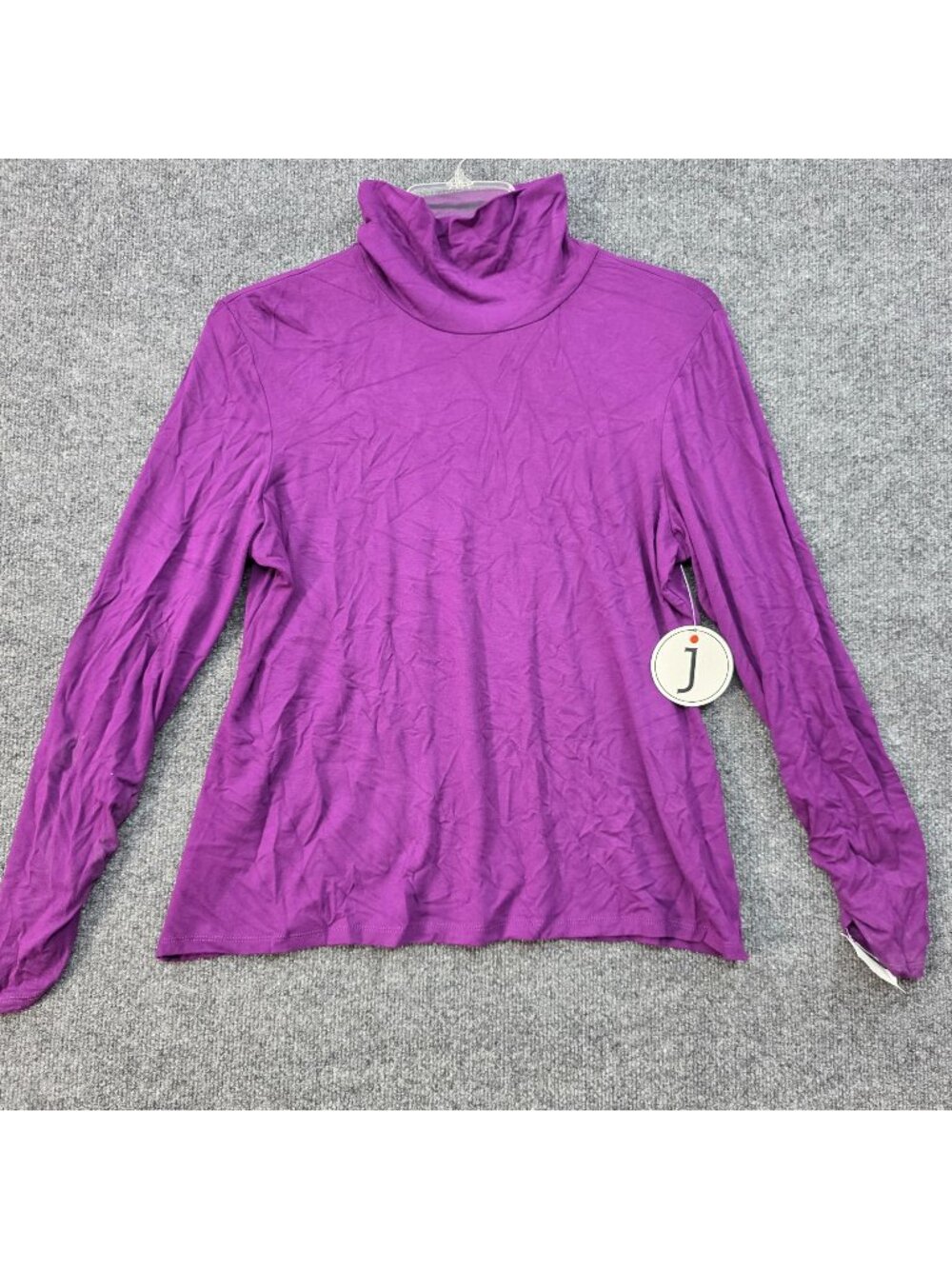Vintage J Turtleneck Top Purple XXL Stretch Ruched Sleeve Minimalist Dopamine
